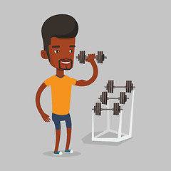 Image showing Man lifting dumbbell vector illustration.