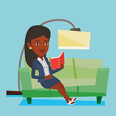 Image showing Woman reading book on sofa vector illustration.