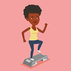 Image showing Woman exercising on steeper vector illustration.