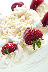 Image showing Strawberry meringue cake