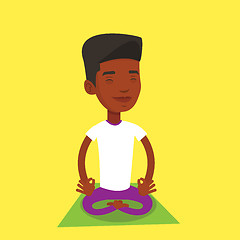 Image showing Man meditating in lotus pose vector illustration.