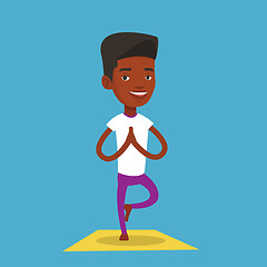 Image showing Man practicing yoga tree pose vector illustration.