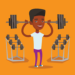 Image showing Man lifting barbell vector illustration.