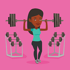 Image showing Woman lifting barbell vector illustration.