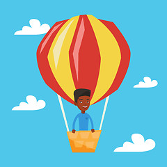 Image showing Man flying in hot air balloon vector illustration.