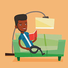 Image showing Man reading book on sofa vector illustration.