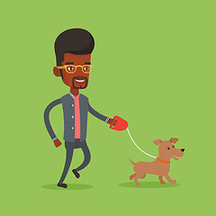 Image showing Young man walking with his dog vector illustration