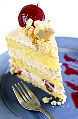 Image showing Slice of strawberry meringue cake
