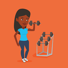 Image showing Woman lifting dumbbell vector illustration.