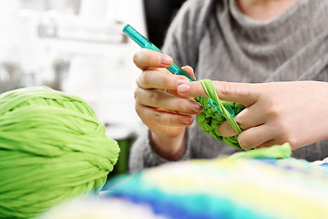 Image showing Needlework. Handicraft. Knitting crochet.