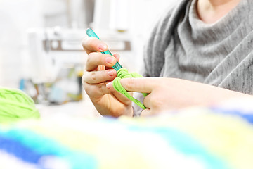 Image showing Crocheting. Hand needlework.