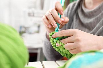 Image showing Crocheting. Hand needlework.