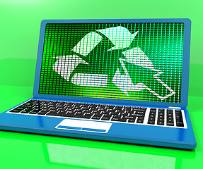 Image showing Recycle Icon On Laptop Showing Recycling And Eco Friendly