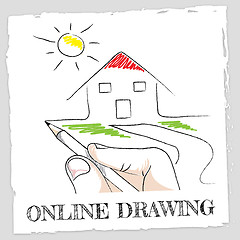Image showing Online Drawing Represents Web Site And Www