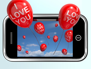 Image showing I Love You Balloons From A Mobile Smartphone