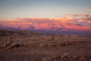 Image showing Valle de la Luna at sunset in San Pedro de Atacama, Chile