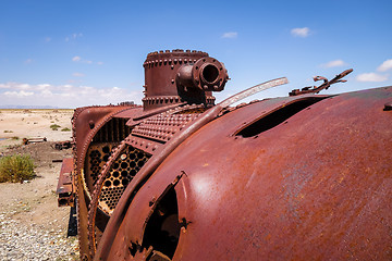 Image showing Train cemetery in Uyuni, Bolivia