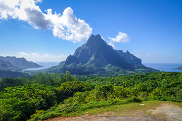 Image showing Aerial view of Opunohu, Cook’s Bay and lagoon in Moorea Island