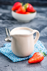 Image showing milk and strawberry