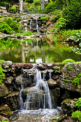 Image showing Cascading waterfall and pond