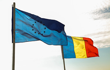 Image showing Romanian and EU Flags 01