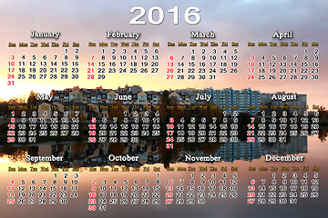 Image showing calendar for 2016 with landscape of river and modern house