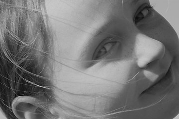 Image showing black and white portrait of little girl