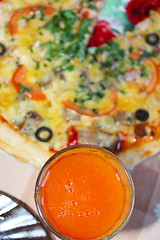 Image showing pizza with tomato juice