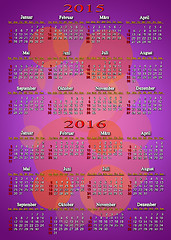 Image showing calendar for 2015 - 2016 in German