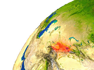 Image showing Country of Kyrgyzstan satellite view