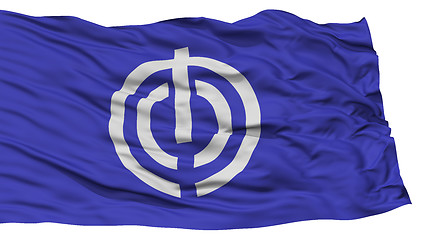 Image showing Isolated Naha Flag, Capital of Japan Prefecture, Waving on White Background