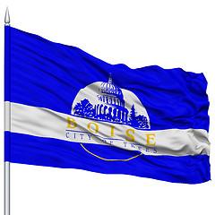 Image showing Boise Flag on Flagpole, Waving on White Background