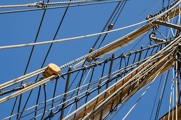 Image showing Standing rigging on an old ship