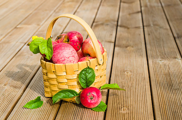 Image showing Basket with ripe red apples, close-up