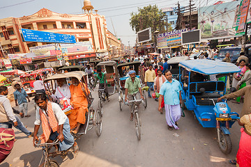 Image showing Crowded traffic, Varanasi