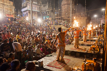 Image showing Ganges Aarti ceremony, Varanasi