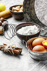 Image showing Eggs and wheat flour