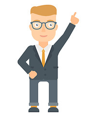 Image showing Businessman pointing up with finger.