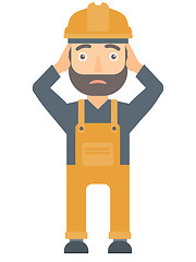 Image showing Builder grabs his head vector illustration.