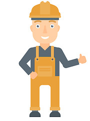 Image showing Builder giving thumb up vector illustration.