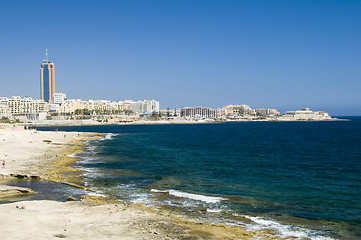 Image showing limestone coastline view of st. julians malta