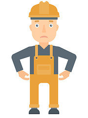 Image showing Depressed caucasian builder in hard had.