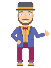 Image showing Circus actor giving thumb up vector illustration.