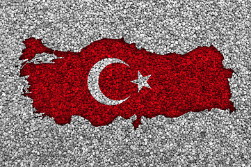 Image showing Map and flag of Turkey on poppy seeds