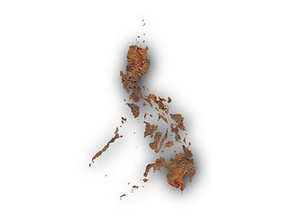 Image showing Map of the Philippines on rusty metal