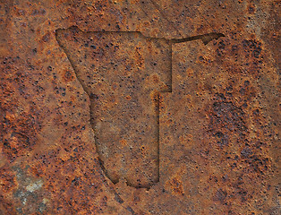 Image showing Map of Namibia on rusty metal