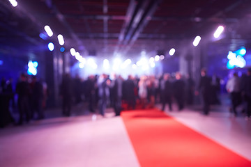 Image showing Abstract blurred people in press conference event, business concept