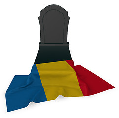 Image showing gravestone and flag of romania - 3d rendering
