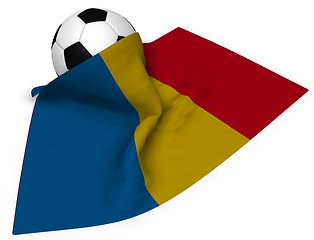 Image showing soccer ball and flag of romania - 3d rendering