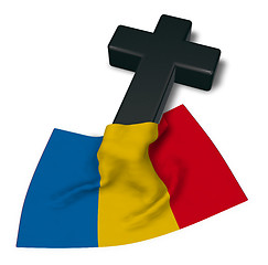 Image showing christian cross and flag of romania - 3d rendering